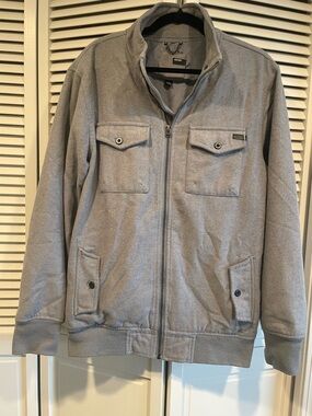 Nixon Men’s Gray and Black Striped Jacket with Chain Hanger - Size L